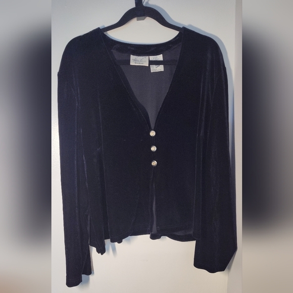 Kathie Lee Collection Sweaters - Vintage Kathie Lee Black Velvet Cardigan Size 22 #713